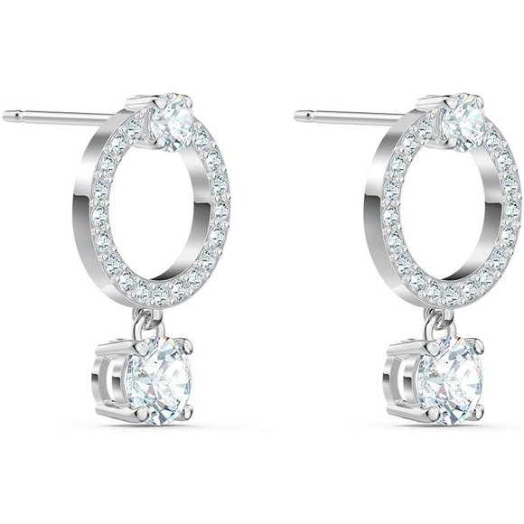 NWT Sparkling Bling Swarovski Crystal Rhinestone Hoop Pierced Earrings +… - Picture 2 of 7